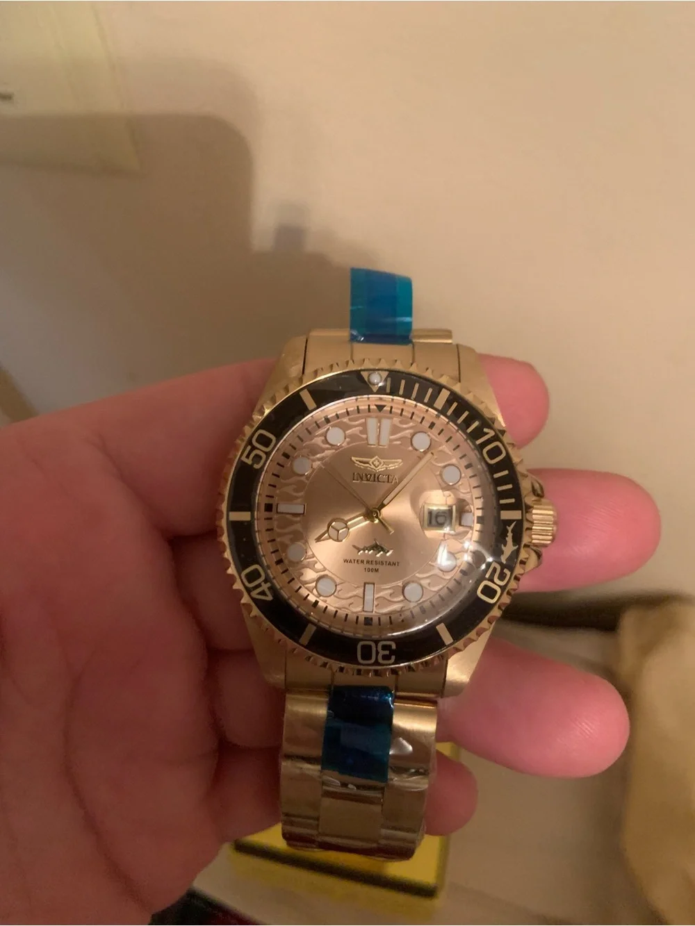 Invicta Pro Diver Men’s Gold Tone Dive Watch with Black Bezel